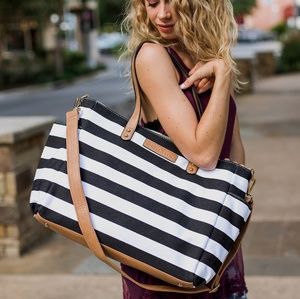 Black Stripe Tote Bag | Diaper Bag | Laptop Bag